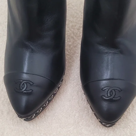 Authentic Chanel boots heel shoes hermes vuitton aritzia - Picture 6 of 11